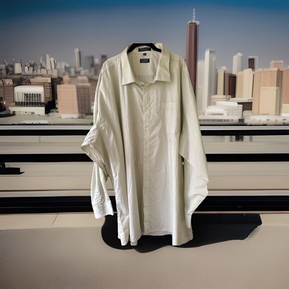 BIG & TALL LUXURY Giorgio Ferraro Mens Dress Shirt 22” 36/37” Pale Green EUC - Picture 1 of 10